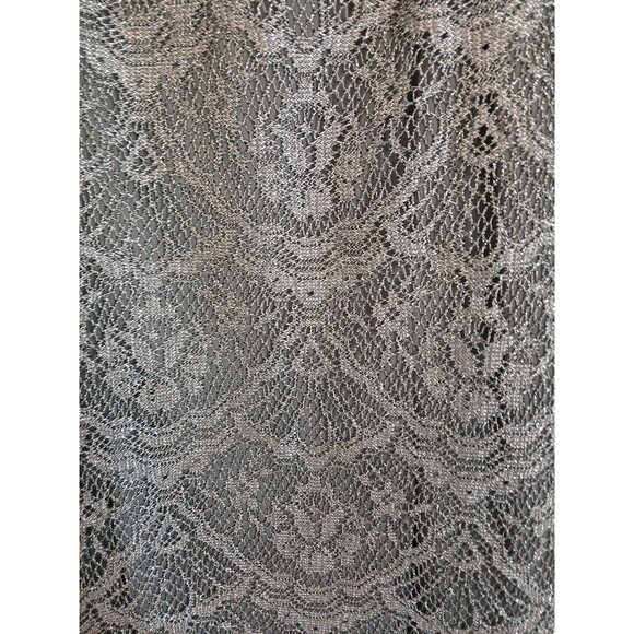 JACKIE JON NEW YORK SILVER LACE FRINGE LINED SHEER  PARTY DRESS W SZ 12 - Picture 3 of 16